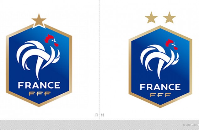 为了庆祝冠军，法国足协更新了国家队的Logo设计