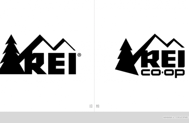 美国户外用品连锁品牌REI换上了新logo。
